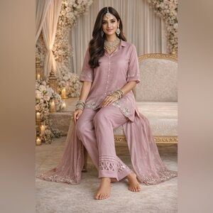 Sz L Bollywood Salwar Kameez Embroidered Party Dress Set